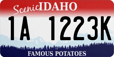 ID license plate 1A1223K