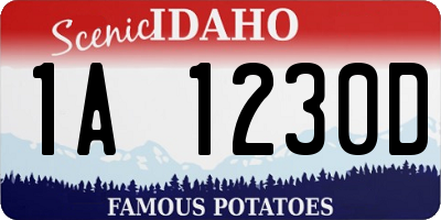 ID license plate 1A1230D