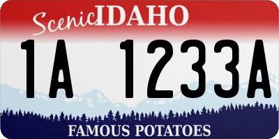 ID license plate 1A1233A