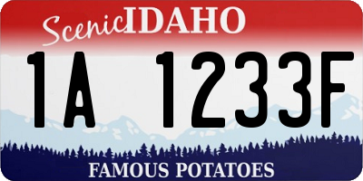 ID license plate 1A1233F