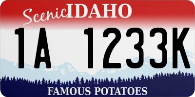 ID license plate 1A1233K