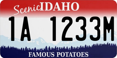 ID license plate 1A1233M