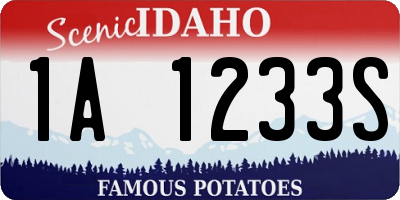ID license plate 1A1233S