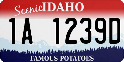 ID license plate 1A1239D