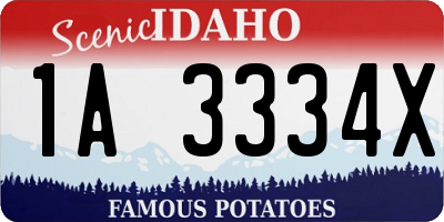 ID license plate 1A3334X
