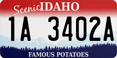 ID license plate 1A3402A