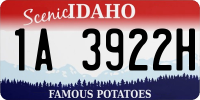 ID license plate 1A3922H