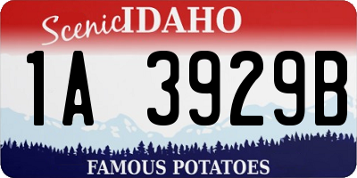 ID license plate 1A3929B