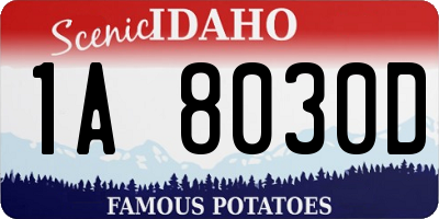 ID license plate 1A8030D