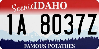 ID license plate 1A8037Z