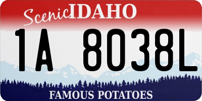 ID license plate 1A8038L