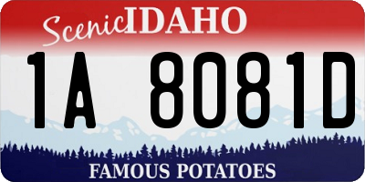 ID license plate 1A8081D