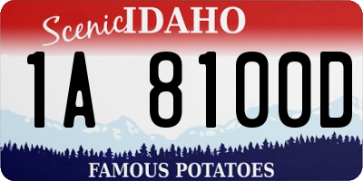 ID license plate 1A8100D