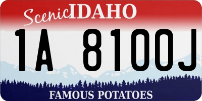 ID license plate 1A8100J