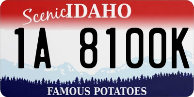 ID license plate 1A8100K