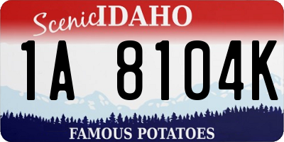 ID license plate 1A8104K