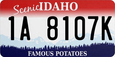 ID license plate 1A8107K