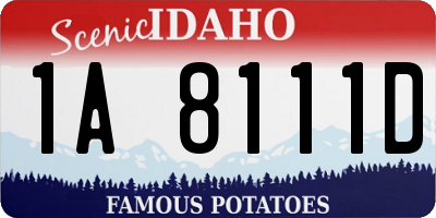 ID license plate 1A8111D