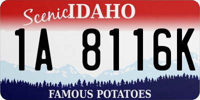 ID license plate 1A8116K