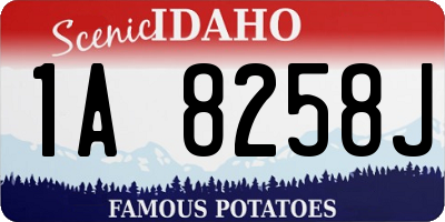 ID license plate 1A8258J