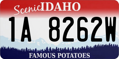 ID license plate 1A8262W