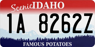 ID license plate 1A8262Z