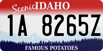 ID license plate 1A8265Z