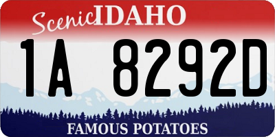 ID license plate 1A8292D
