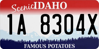 ID license plate 1A8304X