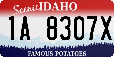 ID license plate 1A8307X