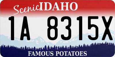 ID license plate 1A8315X
