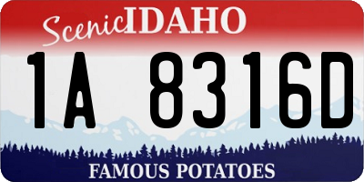 ID license plate 1A8316D