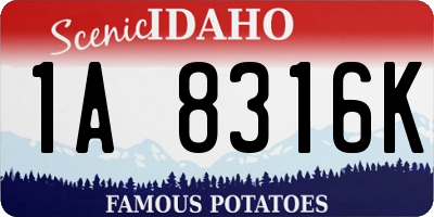 ID license plate 1A8316K