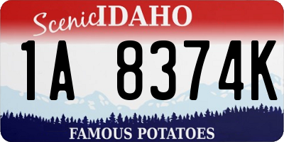 ID license plate 1A8374K