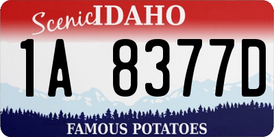 ID license plate 1A8377D