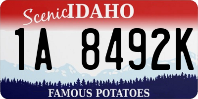 ID license plate 1A8492K