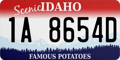 ID license plate 1A8654D
