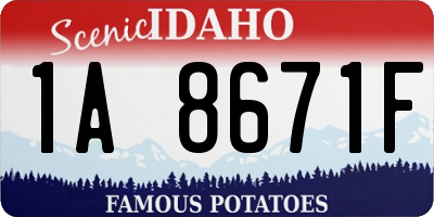 ID license plate 1A8671F