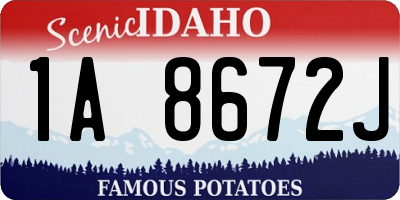 ID license plate 1A8672J