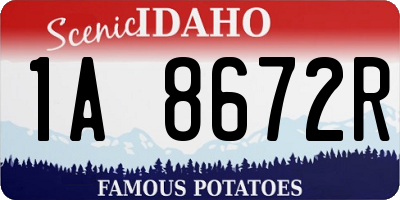ID license plate 1A8672R