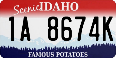 ID license plate 1A8674K
