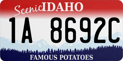 ID license plate 1A8692C