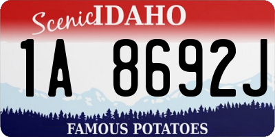 ID license plate 1A8692J
