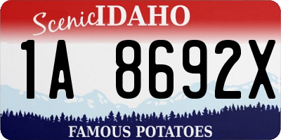 ID license plate 1A8692X