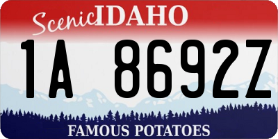 ID license plate 1A8692Z