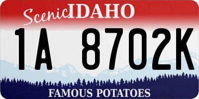 ID license plate 1A8702K