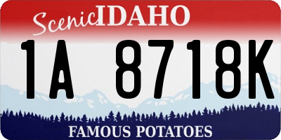 ID license plate 1A8718K