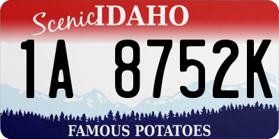 ID license plate 1A8752K