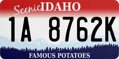 ID license plate 1A8762K