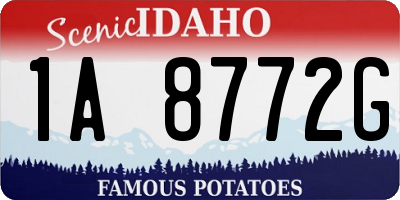 ID license plate 1A8772G